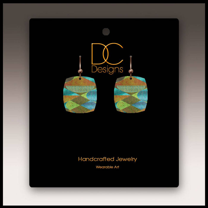 Rolling Hills Abstract Button Drop Handmade Earrings