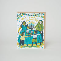 Hanukkah Blessings Letterpress Greeting Card by Phoebe Wahl