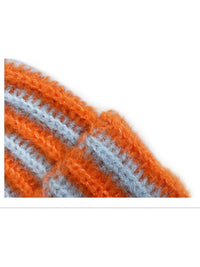 Haila - Color-block Striped Cuffed Knitted Beanie - Warm & Stylish