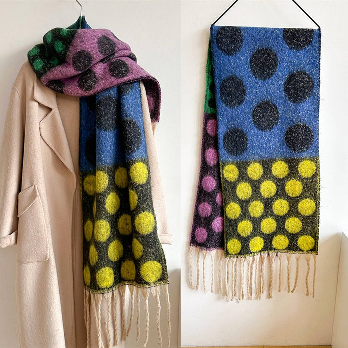 Retro Polka Dot Wool-Like Thick Scarf Shawl / Lots of Colors