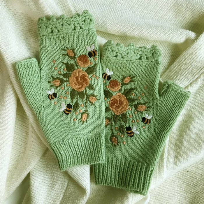 Knit Winter Gloves – Bee & Blossom Embroidery