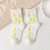 Warm Fuzzy Socks - Cute Fruit Motifs - Soft Chinlon