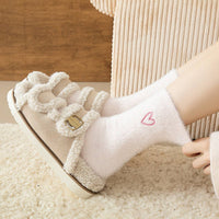 Pink Heart Fluffy Socks Women Winter Warm & Cozy