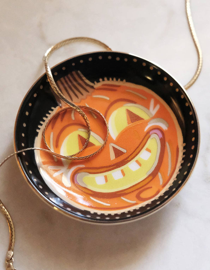 Halloween Porcelain Trinket Dish | Vintage Jack-o-Lantern