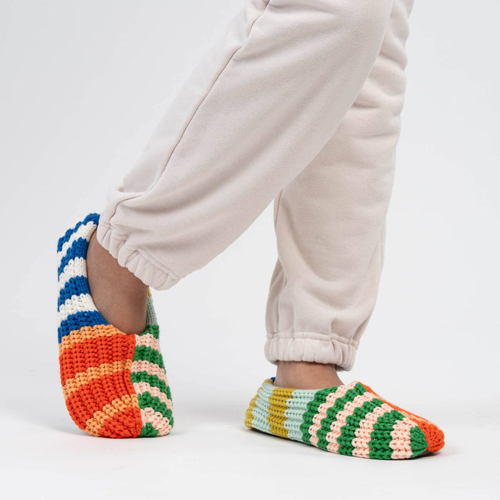 Patchwork Stripe Rib Slippers