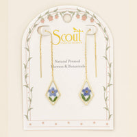 Pressed Flower Thread Earring - Blue Forget Me Not/Gold