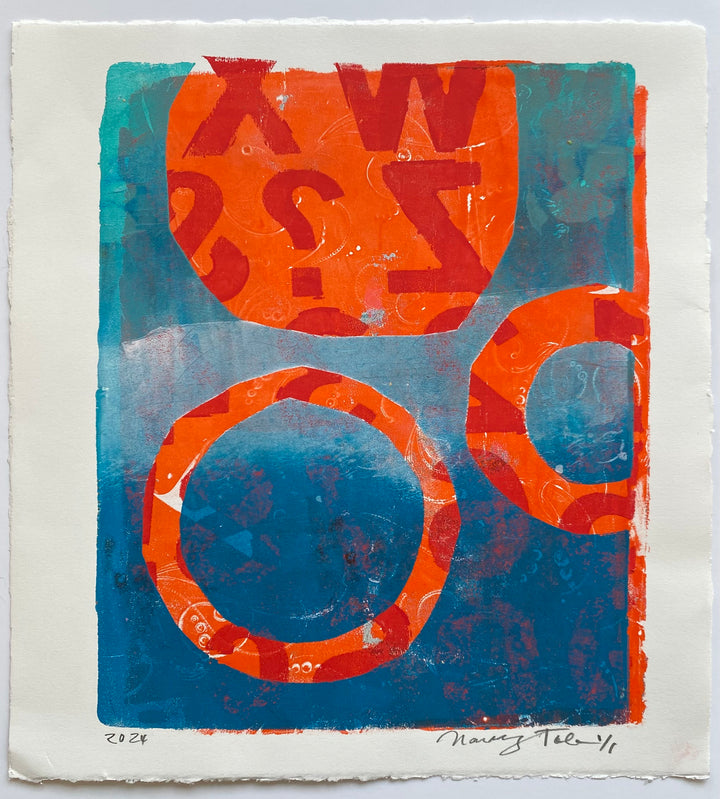 1/1 Gelli Plate Prints — Original Artwork by Nancy Tobin - Signed