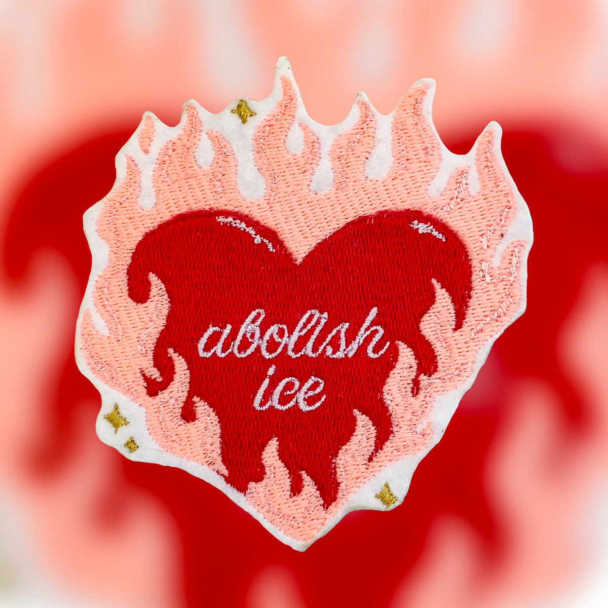 Embroidered Patch - Abolish Ice Fiery Heart