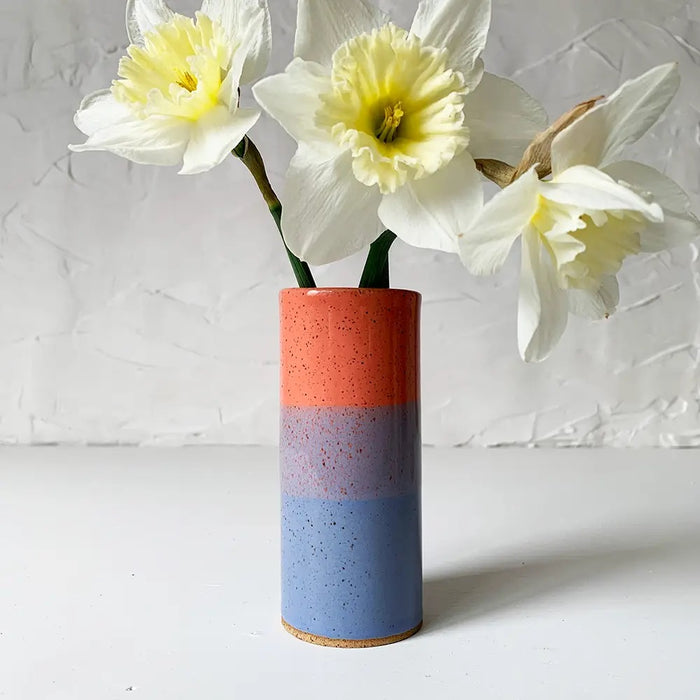 Bella Joy Bud Vase - Coral and Blue