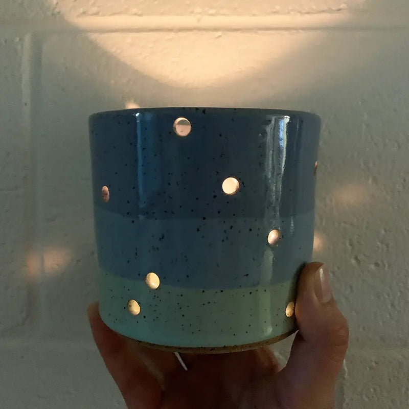 Bella Joy Candle Holder - Coral and Blue