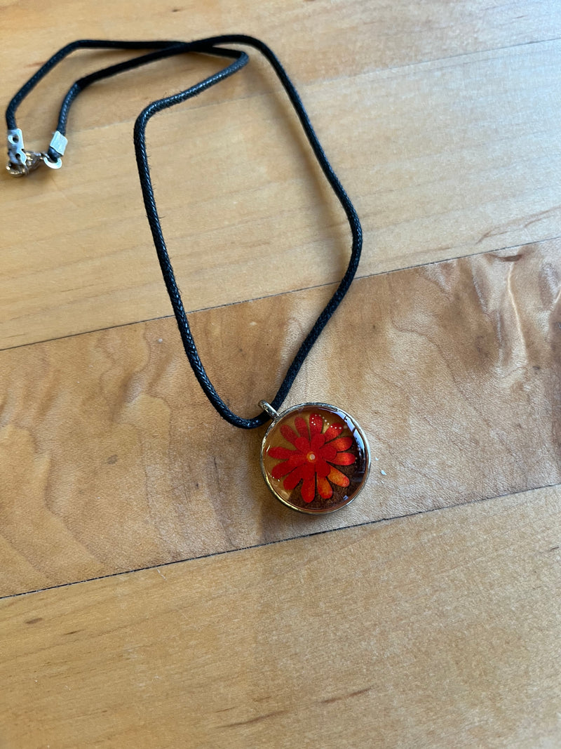 Orange Daisy Choker - Handmade Art Necklace / Nancy Tobin