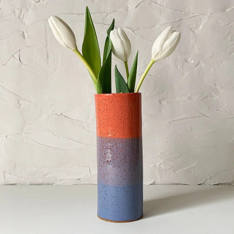 Bella Joy Stoneware Bouquet Vase Coral and Blue