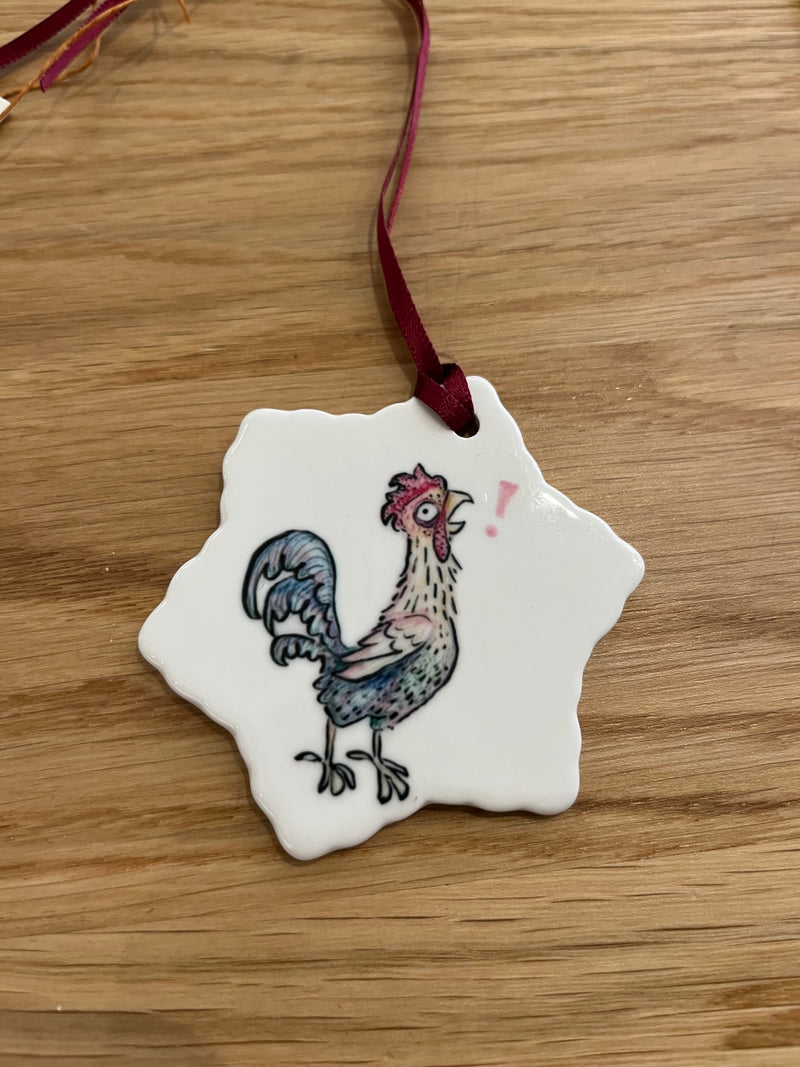 Rowdy Rooster - Porcelain Ornament